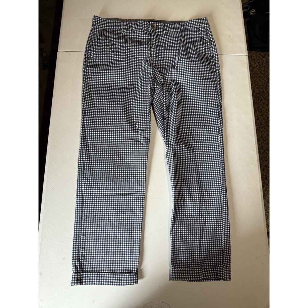 Womens Tommy Hilfiger Blue/White Checkered Dress Pants Size 14 98% Cotton